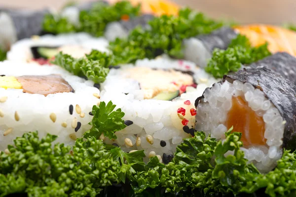 Japão Sushi close-up fundo — Fotografia de Stock