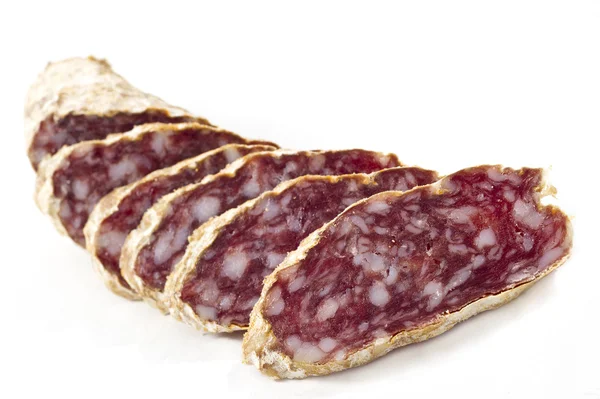 Slices of salame from Italy Royalty Free Stock Images