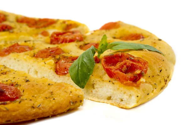 Homemade focaccia with tomatoes and oregano — Stock Photo, Image