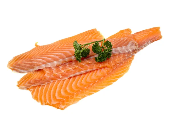 Salmon fillet decorated with parsley — Stock Photo, Image