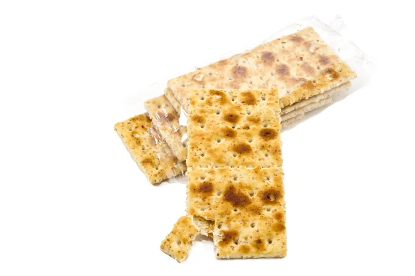 Integral crackers on white background — Stock Photo, Image