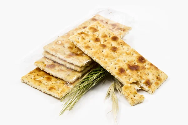 Integral crackers on white background — Stock Photo, Image