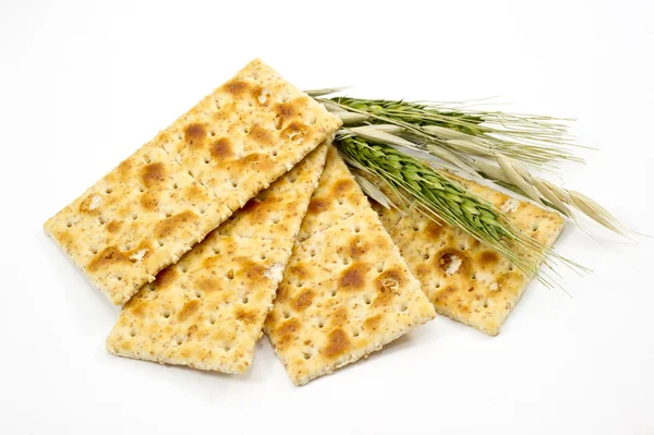 Integral crackers on white background — Stock Photo, Image