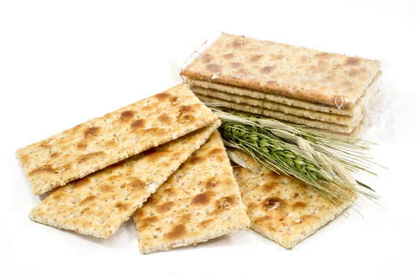 Integral crackers on white background — Stock Photo, Image