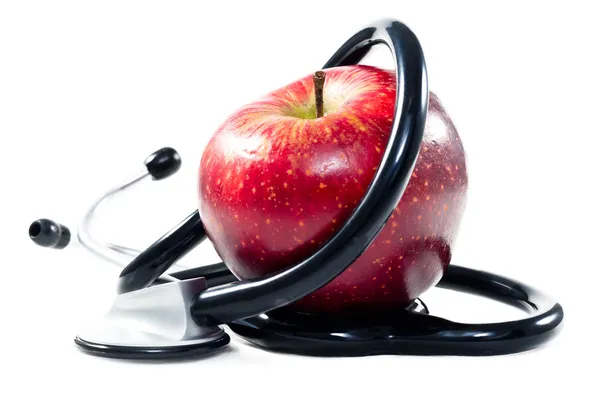 Una manzana al día mantiene alejado al médico. — Foto de Stock