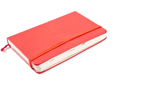 Rode dagboek met nietjes op pagina 's — Stockfoto