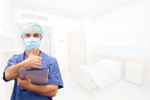 Arzt auf Schlafzimmer Hintergrund — Stockfoto