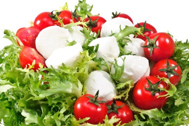 taze domates ve mozzarella ile taze marul salatası