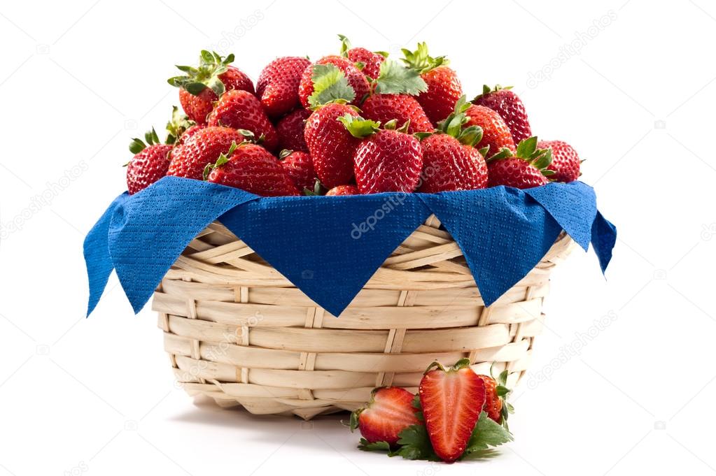 Basket of strawberries on white background Stock Photo by ©frinz 24838557