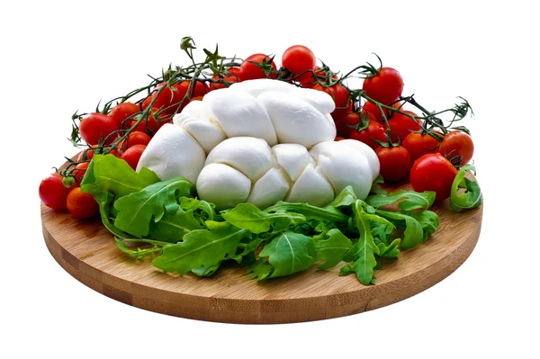 Insalata fresca con pomodorini, rucola, mozzarella — Foto Stock