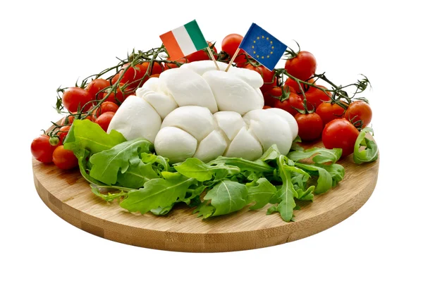 チェリー トマト、ルッコラ、モッツァレラチーズのサラダ — ストック写真