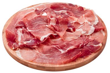 delicious sliced ham on wooden board clipart