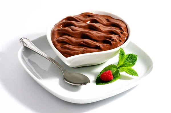 Chocolat dessert whit raspberry — Stock Photo, Image