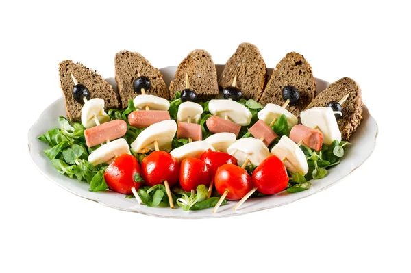 Queso italiano fresco y verduras con pan — Foto de Stock