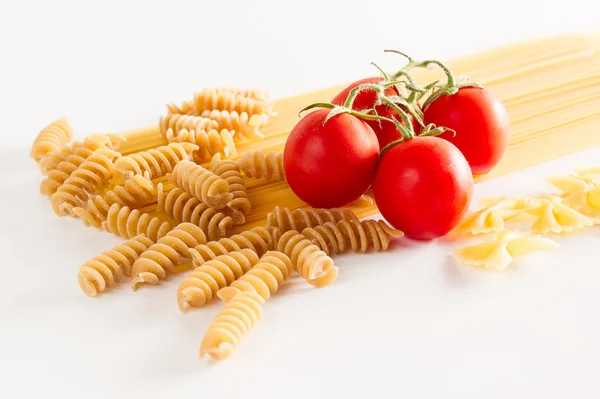 Mixed italian pasta in white background — Stock Photo, Image
