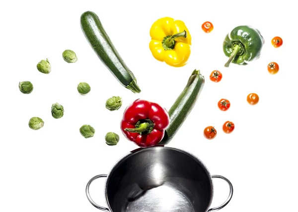 Mixed colorated peppers on white background — Stock Photo, Image