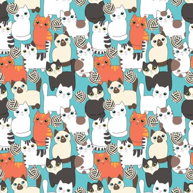 komik karikatür kedi. seamless modeli