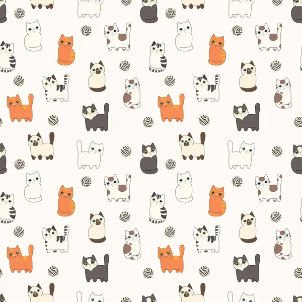 Funny cartoon cats. Seamless pattern — Stock Vector