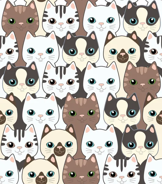Funny cartoon cats. Seamless pattern — Stock Vector