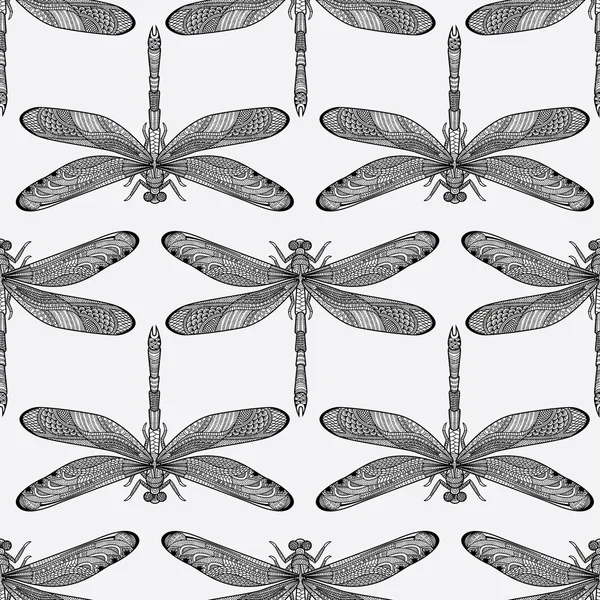 Dragonflies padrão sem costura — Vetor de Stock