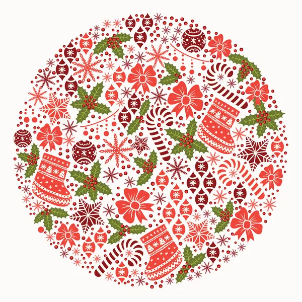 Kerstmis bal. ronde Kerst patroon — Stockvector