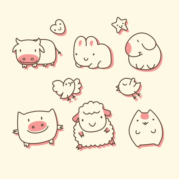 Animaux de dessin animé mignon — Image vectorielle