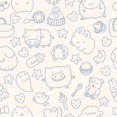 Sevimli çizgi film hayvanlarıyla kusursuz desen