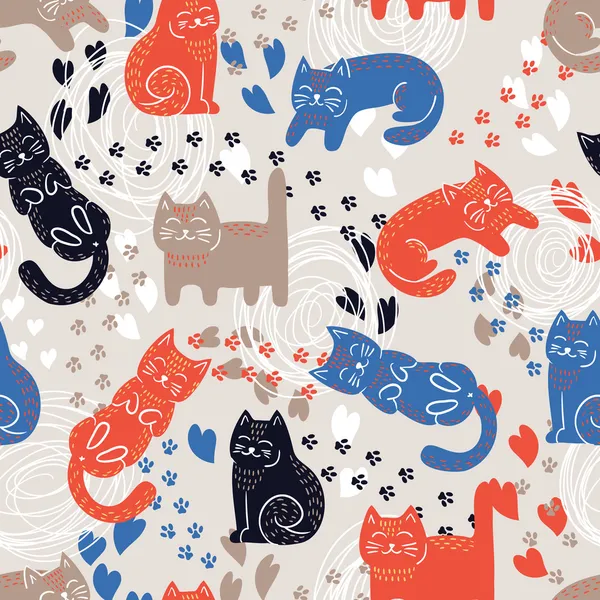 Cats seamless pattern — Stock Vector