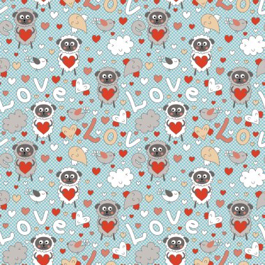 komik karikatür hayvanlar ile romantik seamless modeli