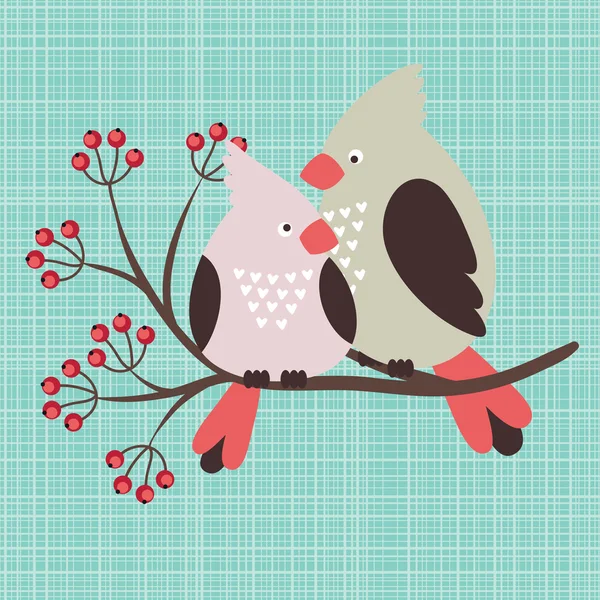 Amorosa pareja de pájaros — Vector de stock