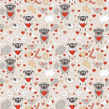 komik karikatür hayvanlar ile romantik seamless modeli