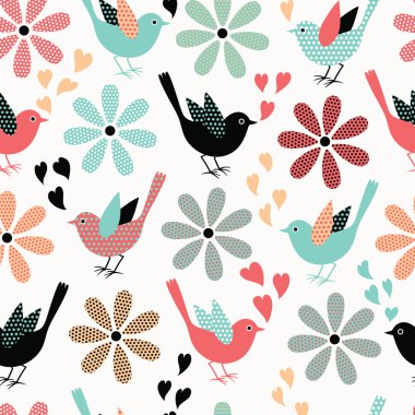 sorunsuz pattern.birds ve çiçekler