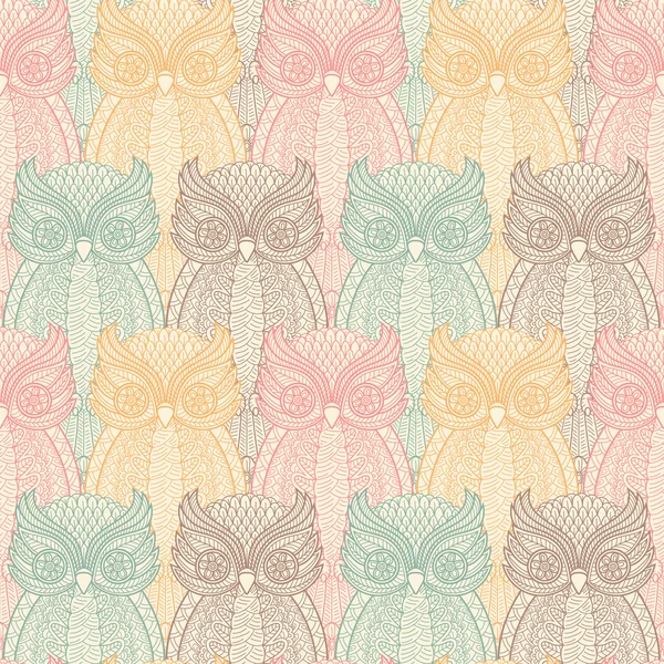 Owls seamless pattern — Stock Vector