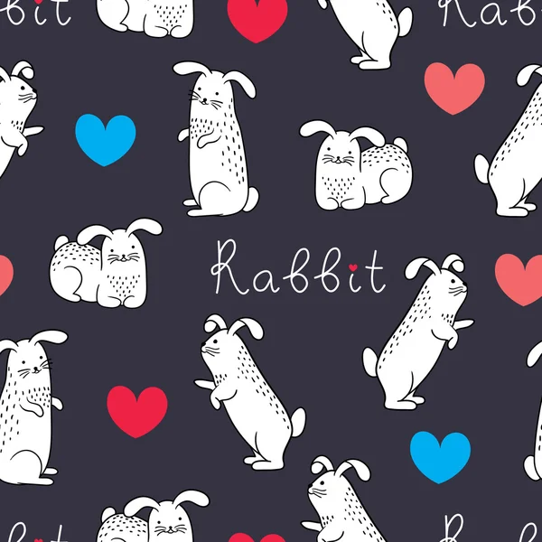 Kalpli sevimli aşk tavşanları. — Stok Vektör