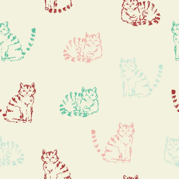Katten naadloze patroon — Stockvector