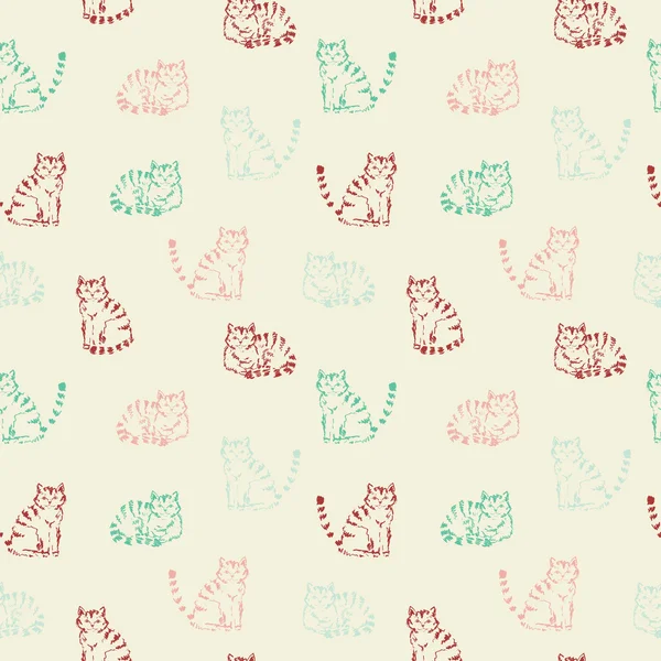 Cute funny seamless pattern with cats — Wektor stockowy