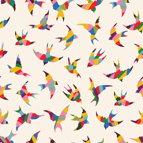 Patrón inconsútil de aves de primavera — Vector de stock