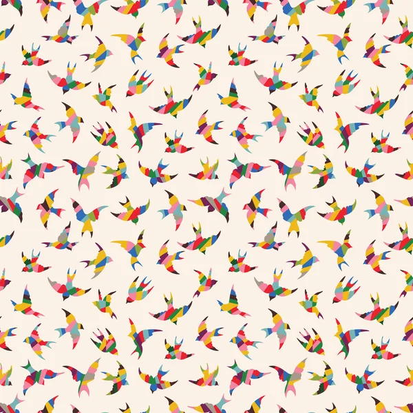 Oiseaux de printemps motif sans couture — Image vectorielle