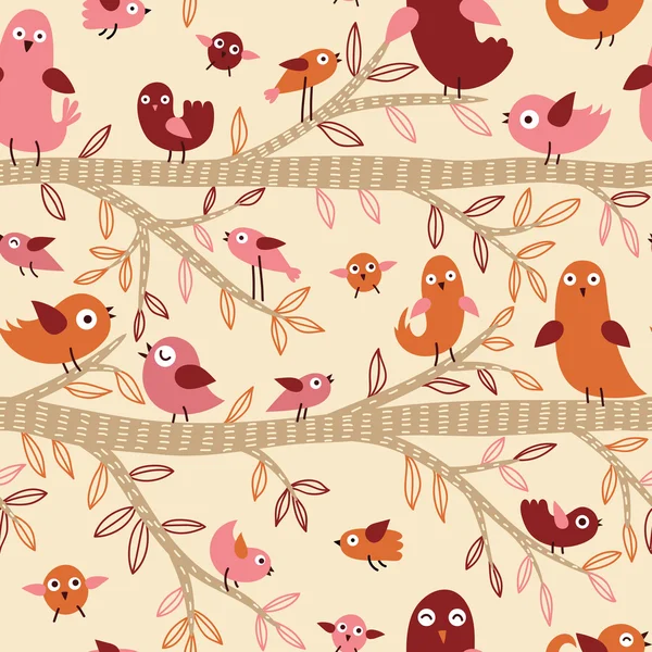 Oiseaux motif sans couture — Image vectorielle