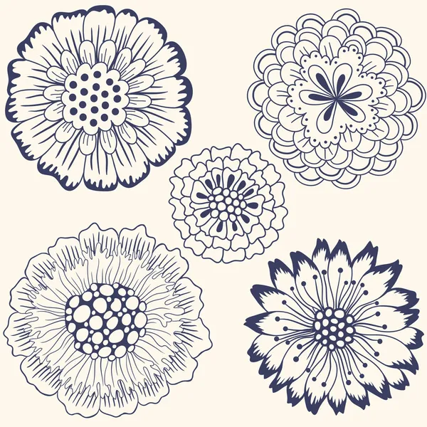 Set of abstract flowers — Stock Vector