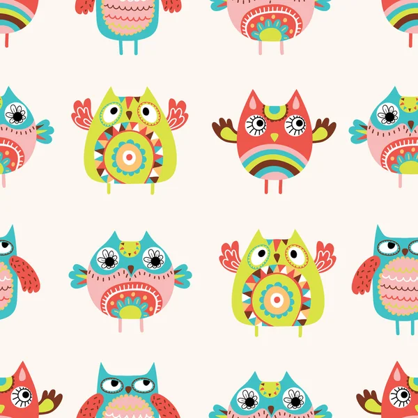 Owls seamless pattern — Stock Vector