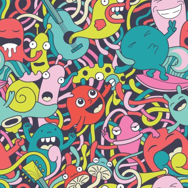 Funny monsters seamless pattern clipart