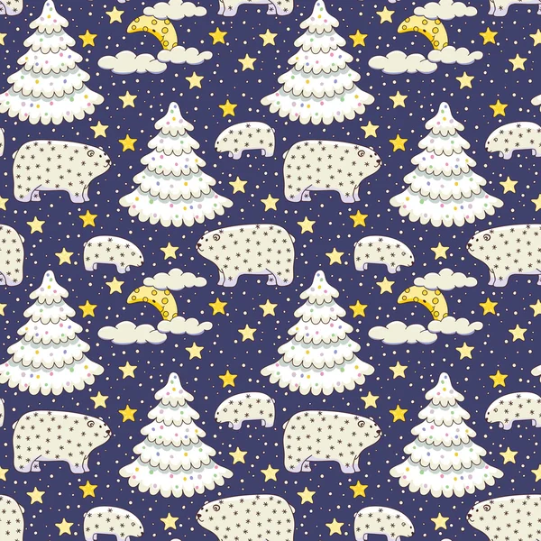 Night forest. Christmas seamless pattern — Stock Vector