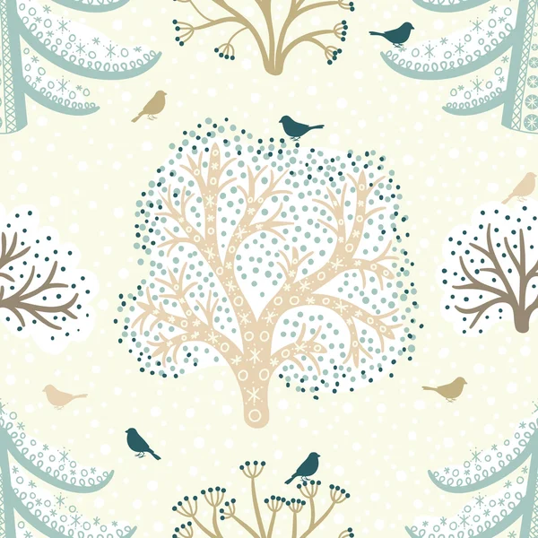 Bosque de invierno. Patrón sin costura de Navidad — Vector de stock