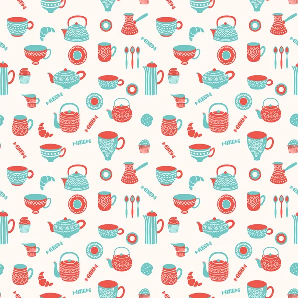 Tea seamless pattern — Stock Vector