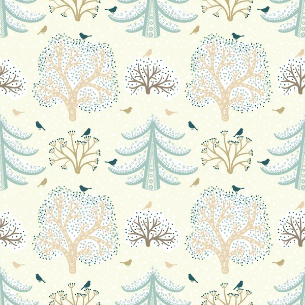 Winter forest. Christmas seamless pattern — Stock Vector