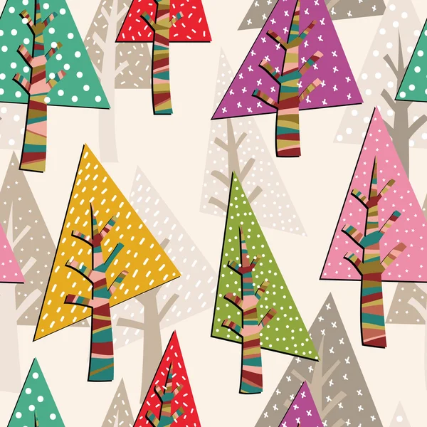 モミの木のシームレスなパターン。クリスマスの背景 — ストックベクタ