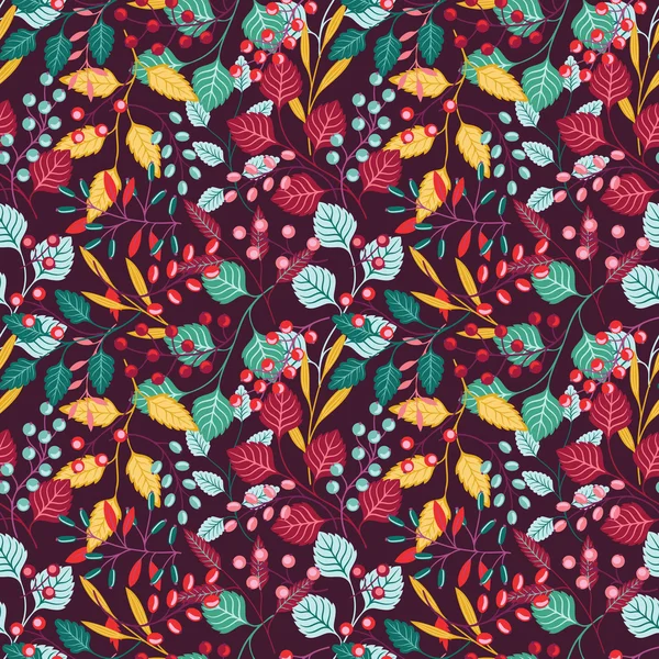 Autumn floral seamless pattern — Stock Vector