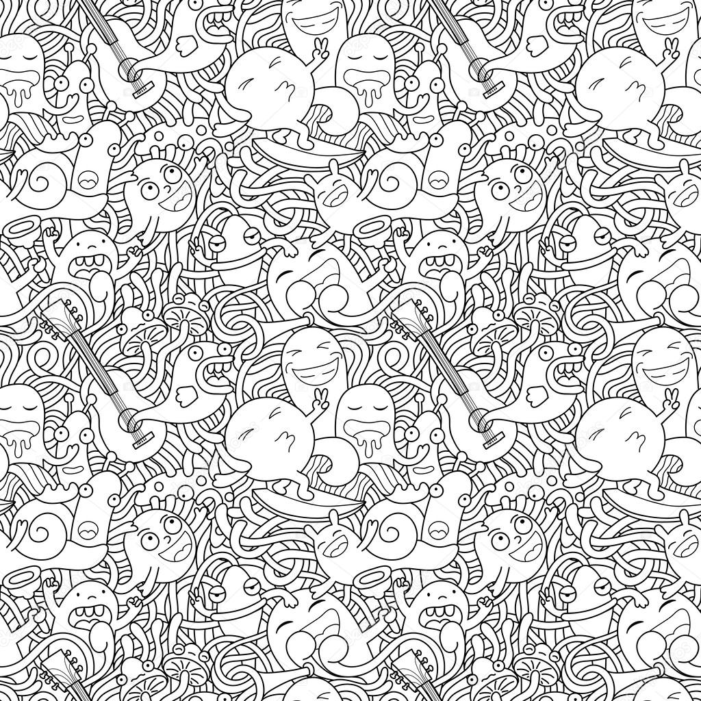 Funny monsters seamless pattern