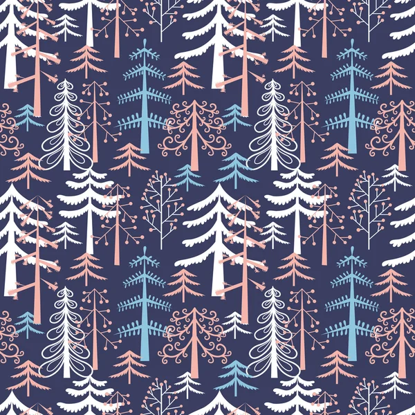 Fir trees seamless pattern — Stock Vector